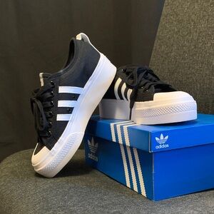 Adidas Nizza Platform Black and White Sneakers
